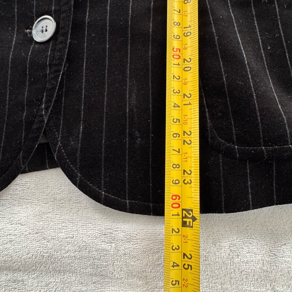 J.Crew Womens Black Pinstripe Velvet Blazer Jacket 3-Button Size 14 RN77388 - Picture 9 of 14